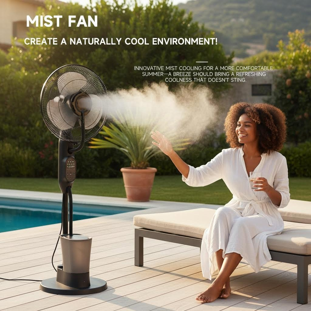 High-power household remote-controlled misting fan