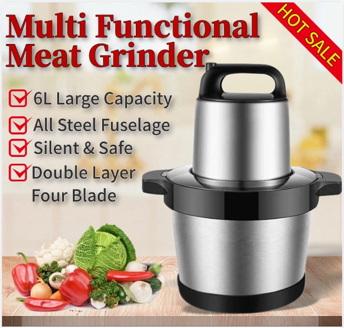 Household large capacity stainless steel meat grinder 6L blender
