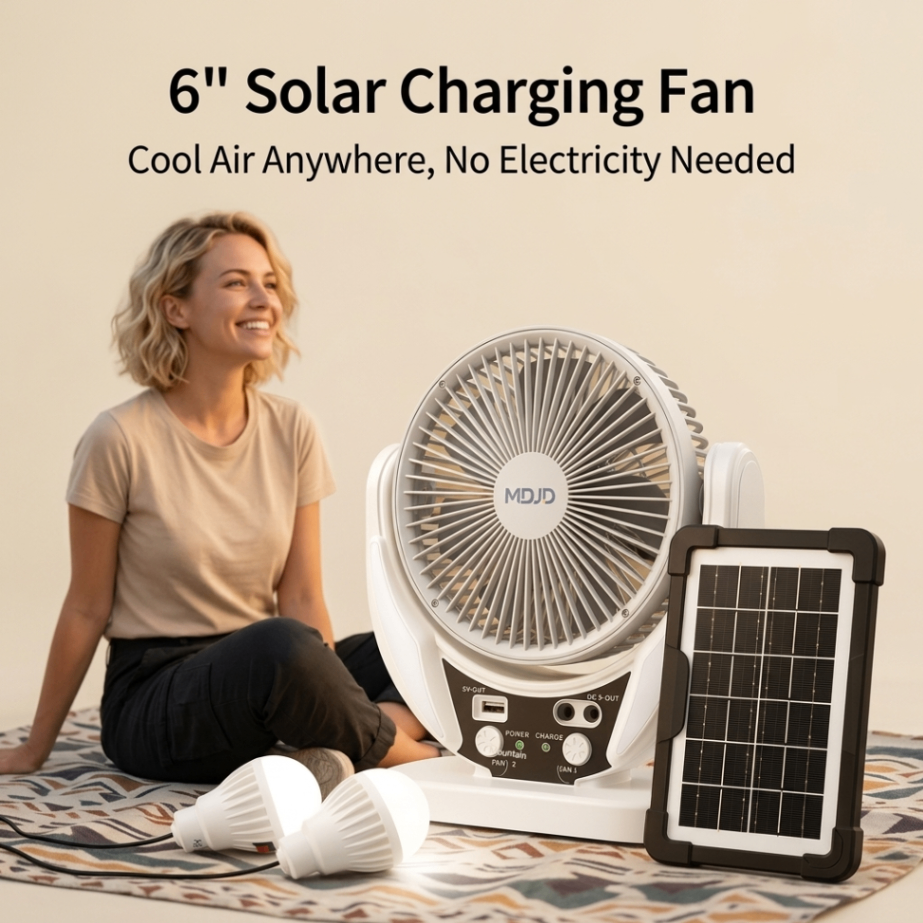 MDJD Solar 6-inch Desk Fan 606